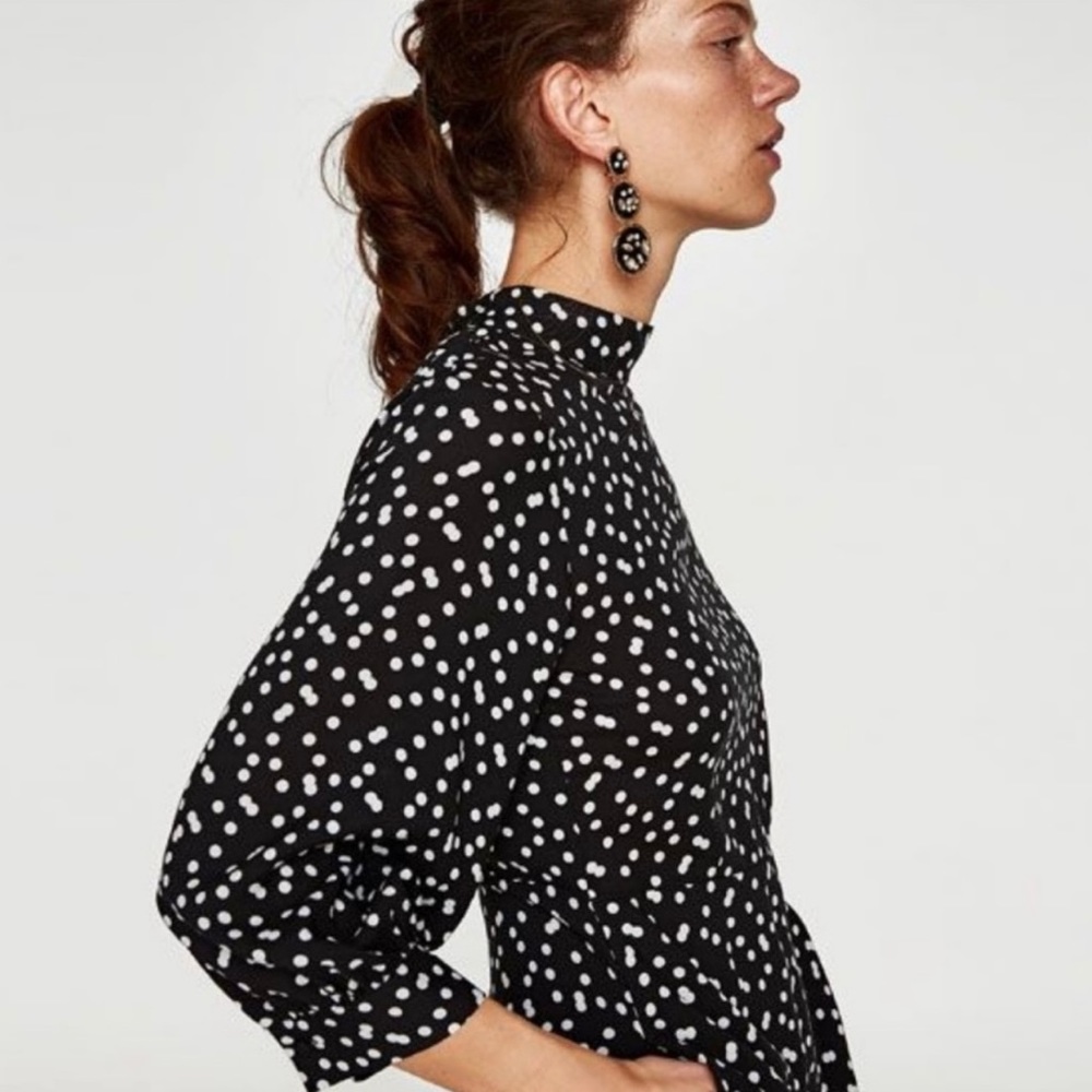 Zara High Neck Polka Dot Dress. Size M